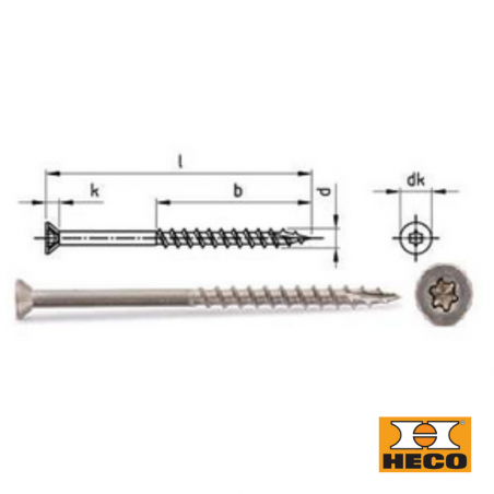 Medvaržtis terasinis HECO SK-DRILL 4,2*42 A2 T20